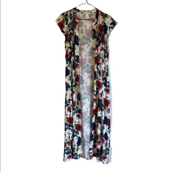 H&M FLORAL FLOWY RUFFLED SHORT SLEEVES MAXI DRESS, SIZE 6 - Picture 6 of 12
